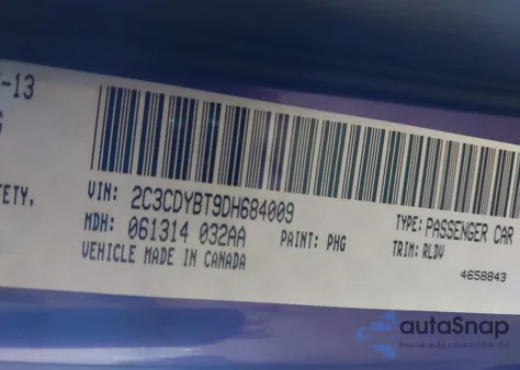 2013 Dodge Challenger R/T Classic z USA, uszkodzony, nr VIN 2C3CDYBT9DH684009